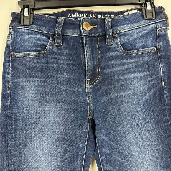 AMERICAN EAGLE Women’s Dark Wash Skinny Denim Jeans Sz 2 - Picture 4 of 9